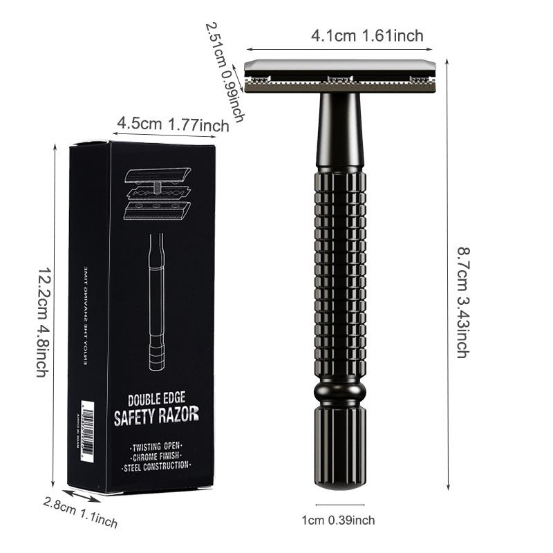 Aparat de ras manual metalic pentru bărbați, cu suport pentru 10 lame, cap de tăiere închis cu strat dublu pentru un bărbierit neted