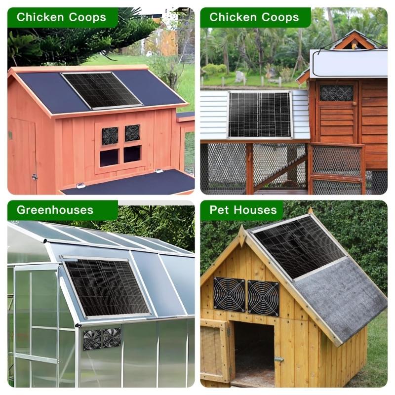 Greenhouses Solars Panel Fan Set 15W with Double Fan for Enhances Cooling in Chicken Coops Pet Houses and Garages