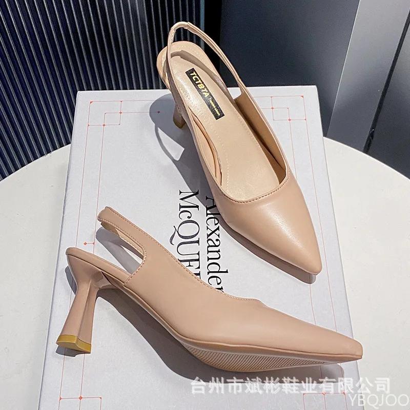 Fashion Ladies Baotou single Shoes Summer pointed buckle Sandals Fashion elegant high heel Trendy versatile women's pumps Mujer Zapatos