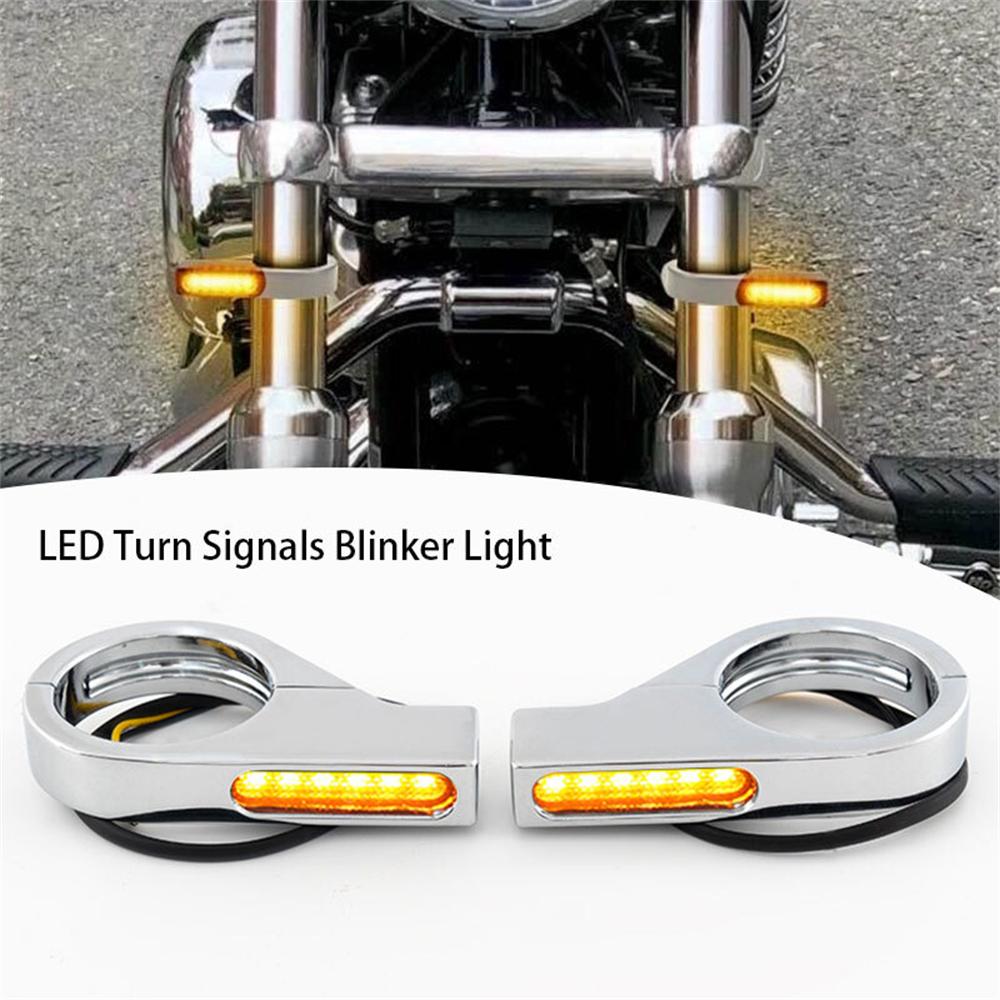 Motorcycle LED Turn Signal - 12V - 2x For 39-41mm Fork Mount Clamp DRL