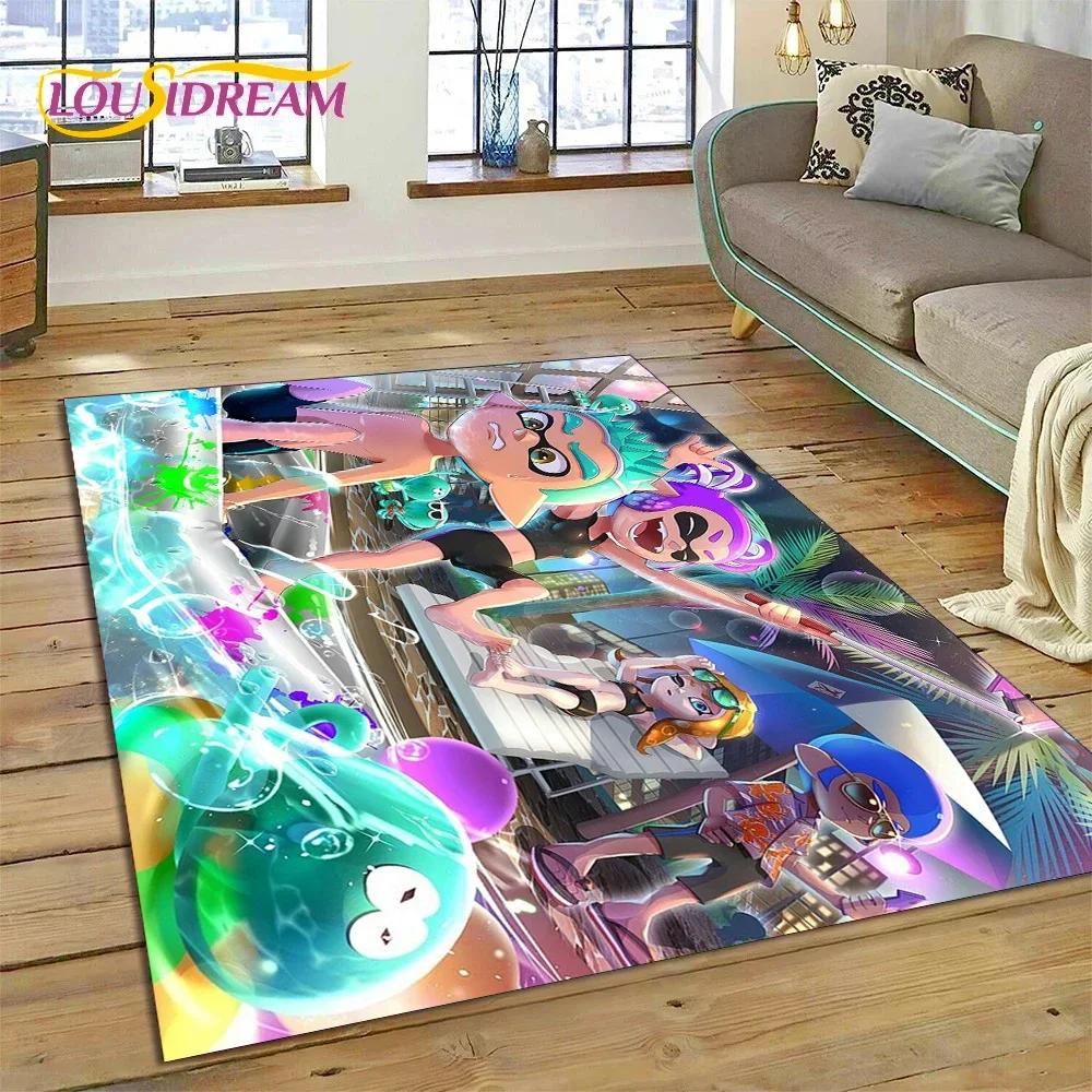 Splatoon3 PC Gamer Kreskówka Gra Dywanik do Sypialni Salonu Domu Dekoracja Sofy,Gra dla Dzieci Duży Dekor Mata Podłogowa Prezent