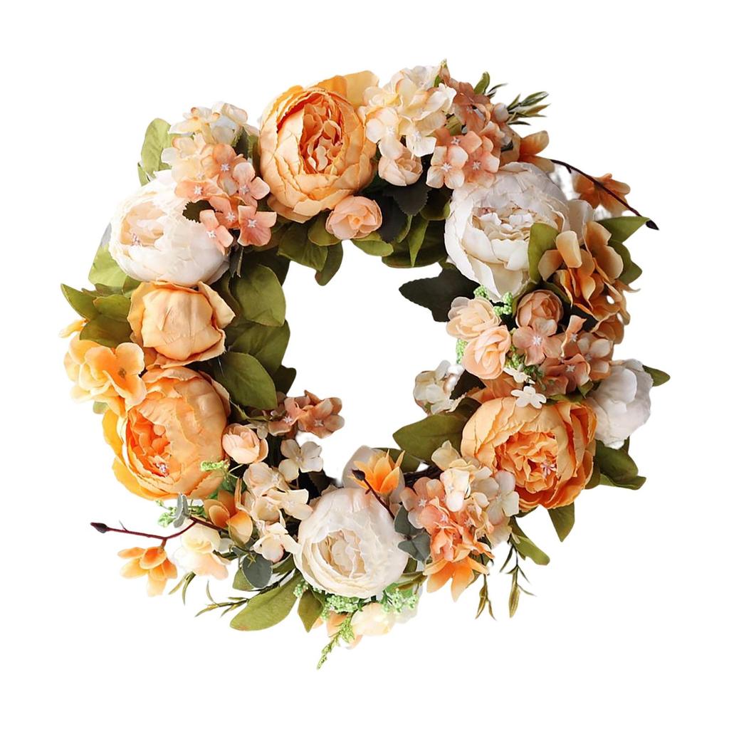 Handmade Peony Flowers Artificial Wreath Spring Garland 40cm Hanging Holiday Decorative Photography Props