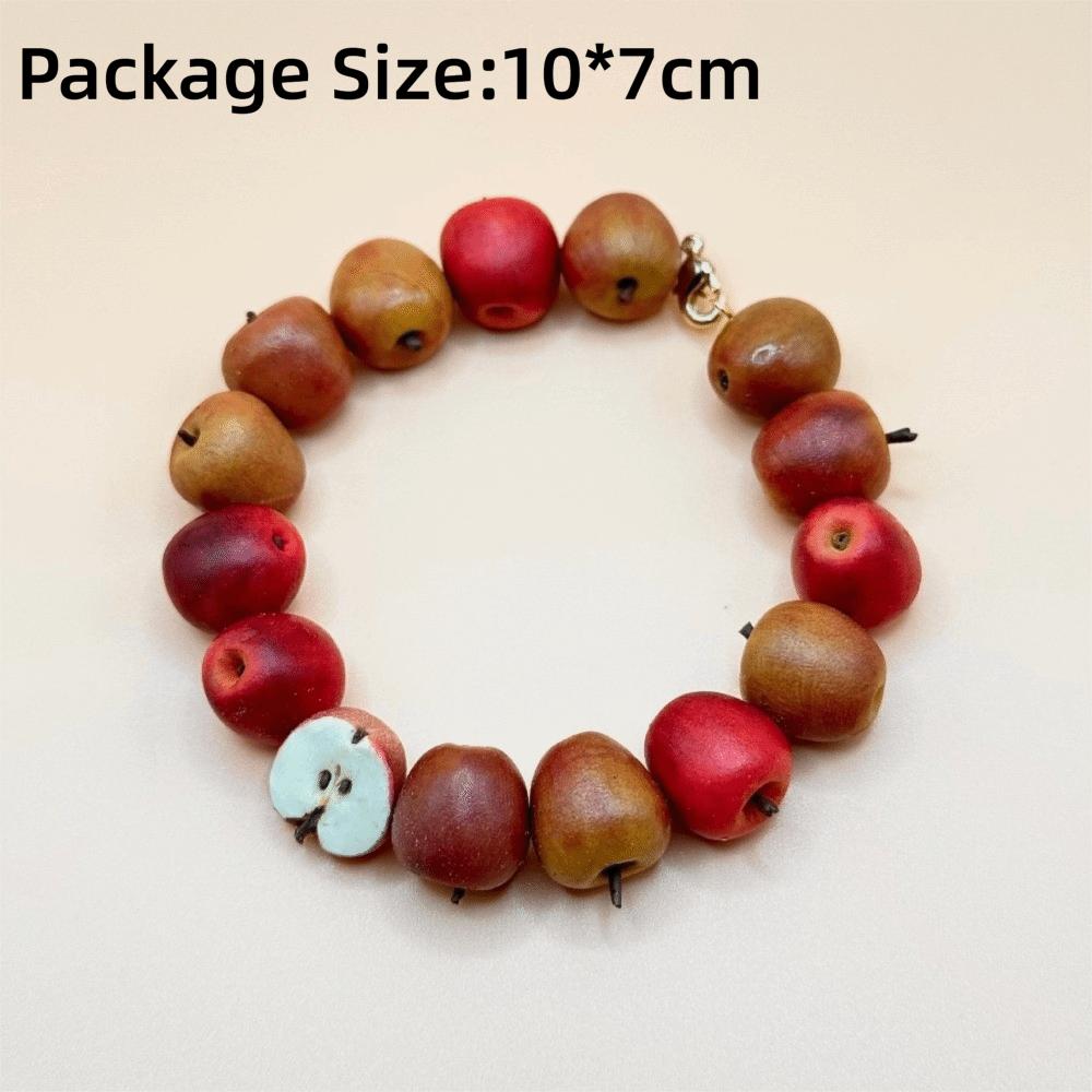 Glossy Beads Fruit Beaded Bracelet Gold Tone Clasp Beaded Wrist Jewelry Gift for Girls