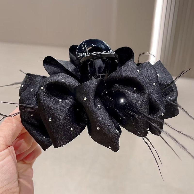 Schwarze Netzblume Haarspange Damen Haifisch Pferdeschwanz Clip Kopfschmuck Temperament Blume Haarklammer Kopfbedeckung