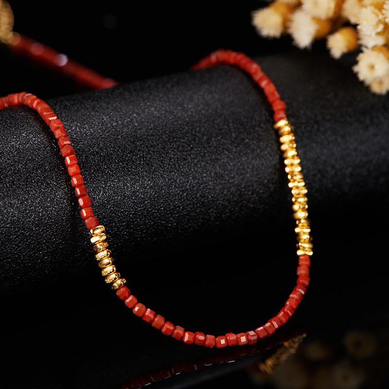 Natural Gemstone Nanhong Agate Necklace Women'S S925 Sterling Silver Pendant Broken Silver Xiaohongshu Jewelry