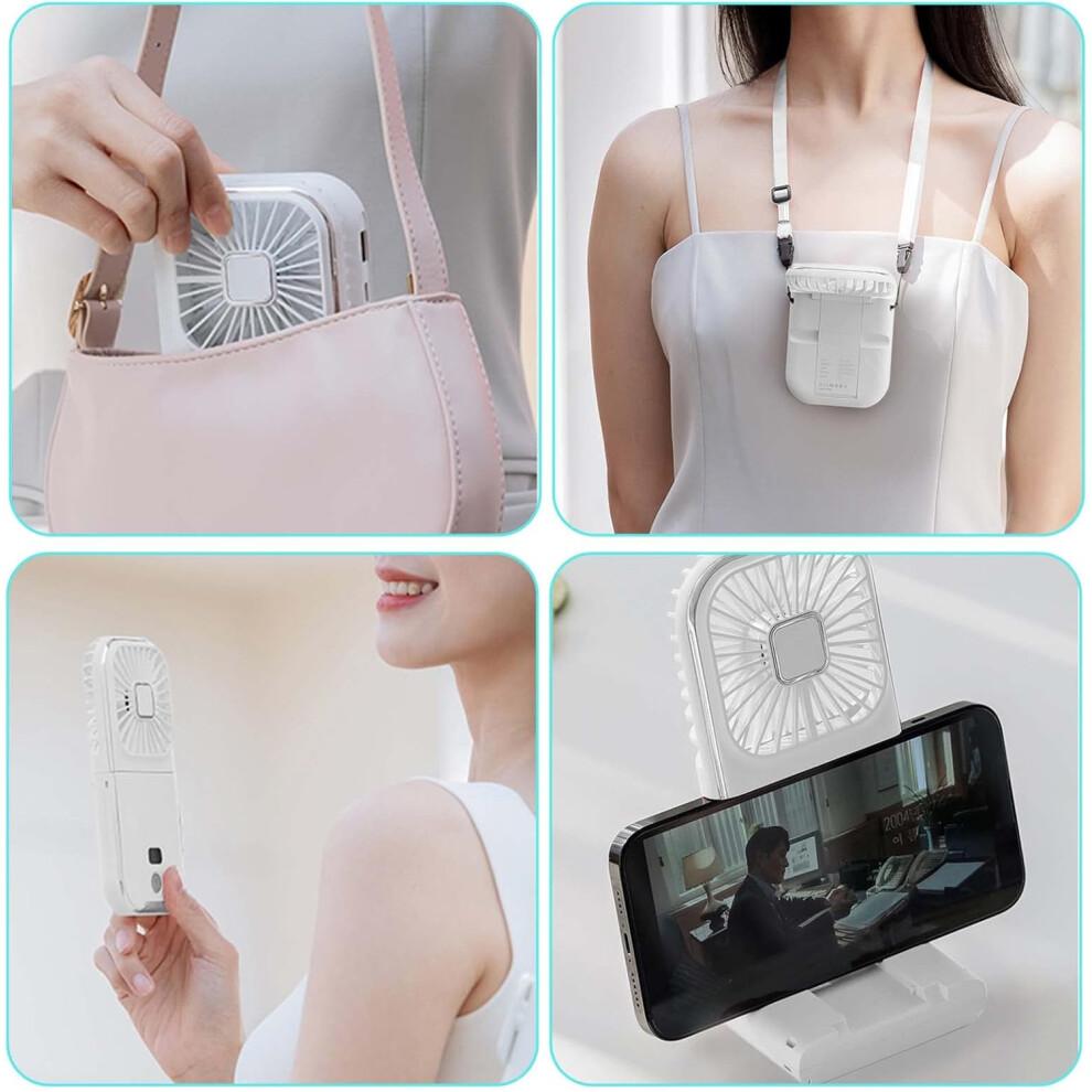 Tragbarer Ventilator, Tragbarer Mini-Ventilator, Handventilator, Kleiner persönlicher Ventilator mit 4 Geschwindigkeiten, Handventilator, 180° wiederaufladbarer leiser USB-Ventilator für draußen, Reisen