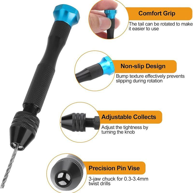 Feb.28PCS Precision Pin Vise Hand Drill Set Micro Twist Drill Bits For Electronic Assembling, Model Making