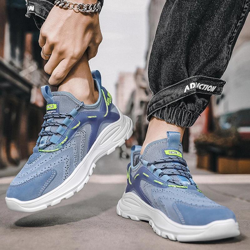 Fashion Men Sneakers Mesh Casual Shoes Lac-up Men Shoes Breathable Vulcanize Shoes Walking Sneakers Zapatillas Hombre