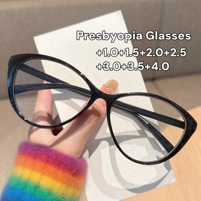 Retro Oversize Cat Eye Reading Glasses Fashion Women Large Frame Decorative Eyewear Men Presbyopic Anti Blue Light Eyeglasses