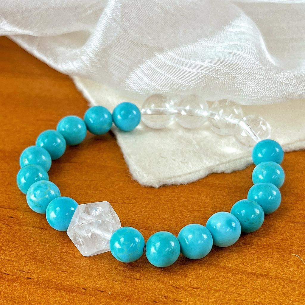 Retro Forest Blue And White Contrasting Natural White Crystal Simulation Turquoise Bracelet Female Atmosphere Bracelet