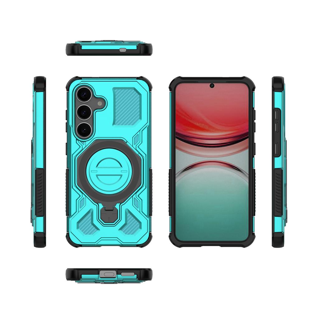 For Samsung Galaxy S25+ Magnetic Case Rotating Metal Kickstand PC + TPU Phone Back Cover