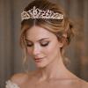 Modische Silberfarbene Brauttiara Strass Funkelnde Haarkrone Brautkronen Damen