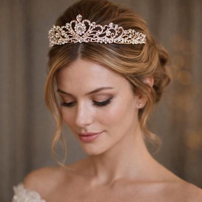 Fashion Silver Color Bridal Tiara Rhinestone Sparkling Hair Crown Bridal Crowns Women