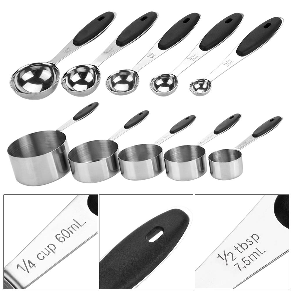 10PCS Stainless Steel Spoons Cups Multi color Baking Tools 10PCS
