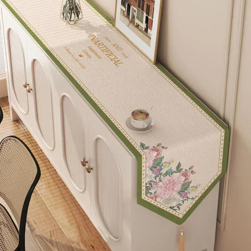 Cotton  Linen Tea Table Decoration Table Flag Light Luxury High-end Cover Cloth Dinner Side Cabinet Countertop Cushion Cloth
