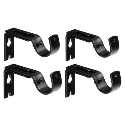 4PCS Adjustable Curtain Rod Brack-ets With Screws, , Wall Mounted Curtain Pole Drapery Bracket, Extendable Metal Drapery Rod Holder