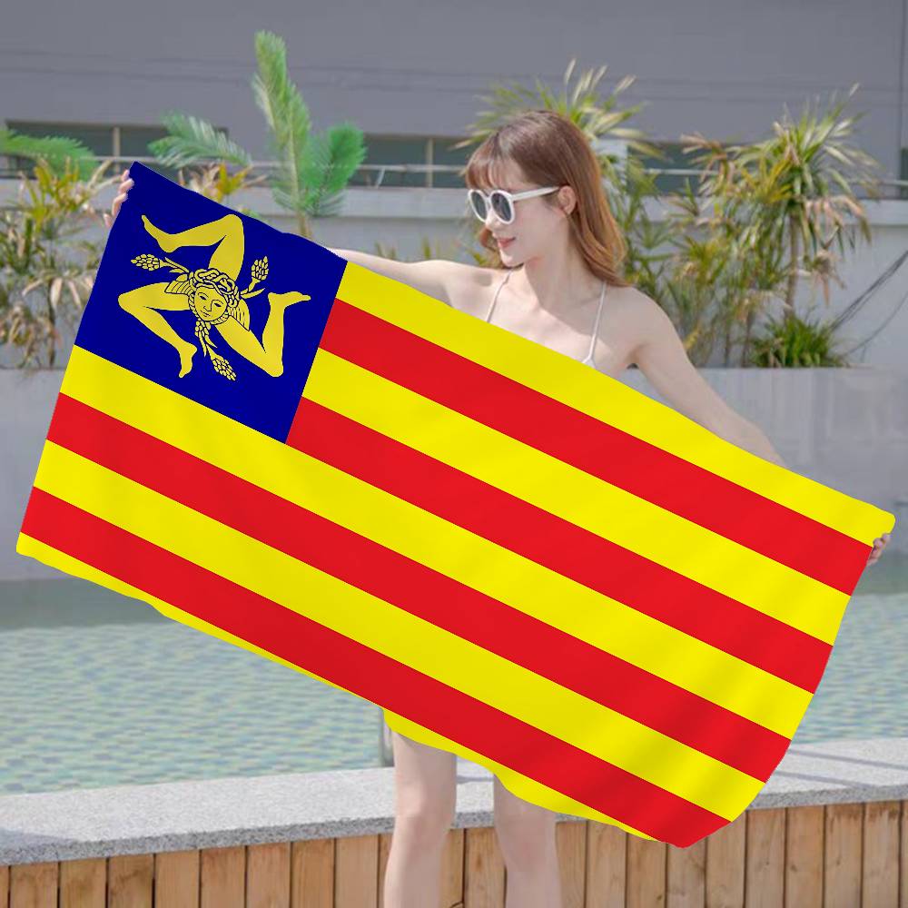 S-Sicilian Flag Fashion Microfiber Blanket Quick Drying Beach Towels Oversized Printing Super Absorbent Pool Towel Blanket