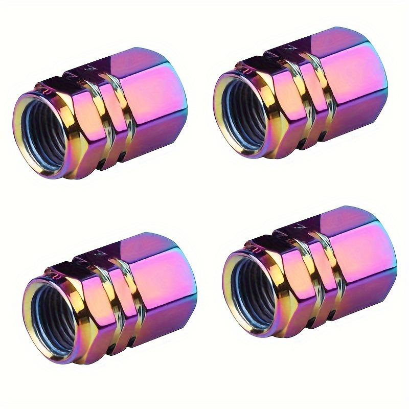 In-Stock Iridescent Aluminum Alloy Hex Valve Stem Cap for Cars & Motorcycles
