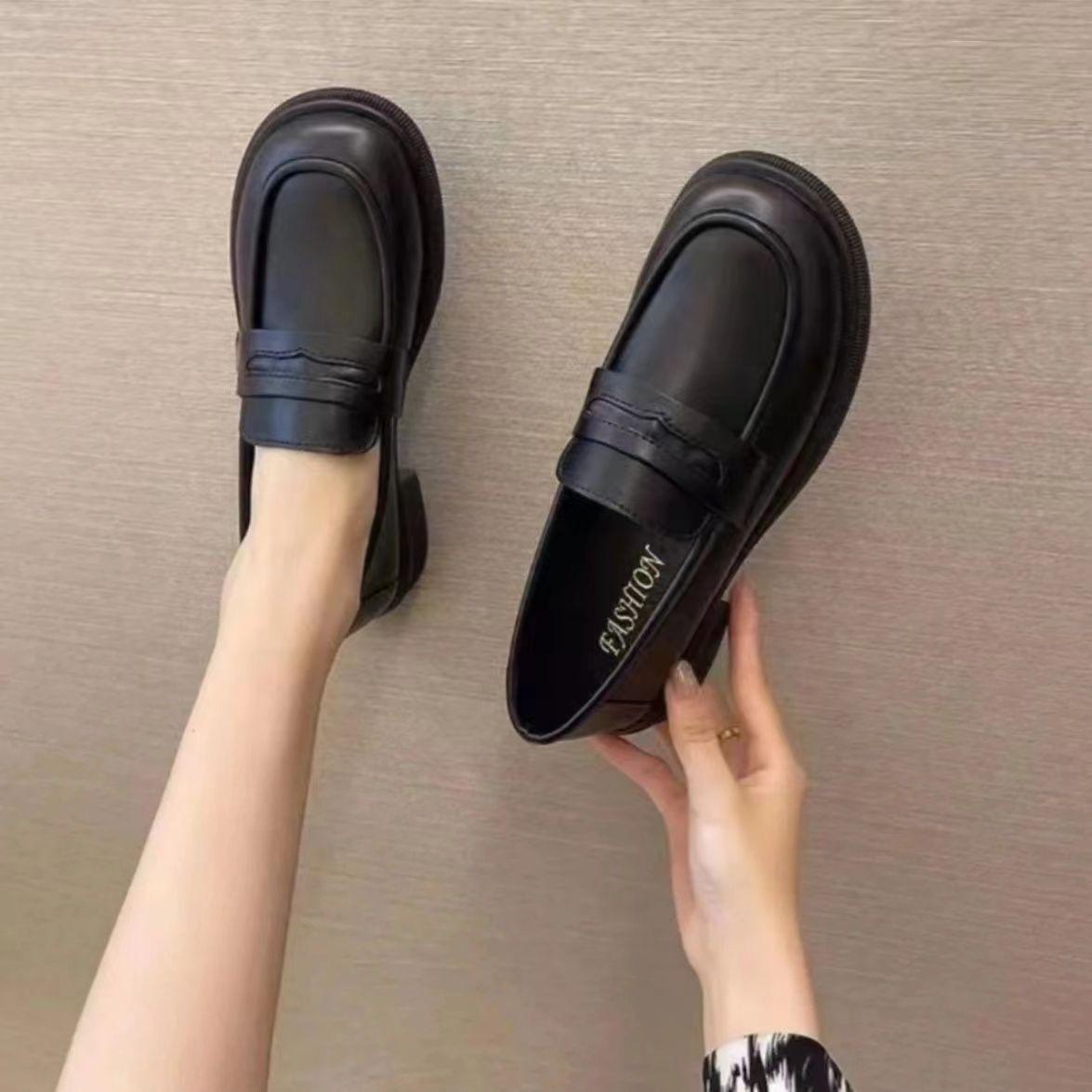 

Универсальные женские лоферы из натуральной кожи - Мягкая подошва, весенняя обувь в британском стиле 35 чёрный