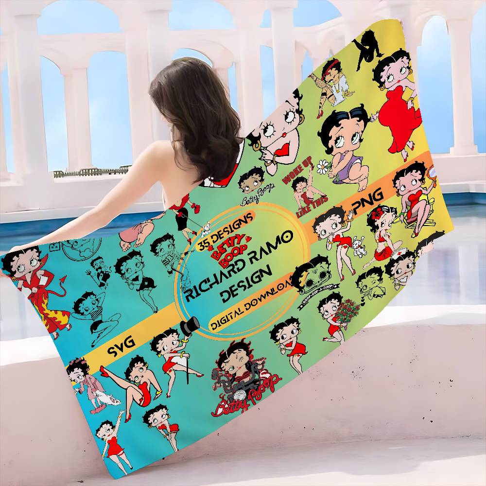 Anime B-Bettys B-Boops Microfiber Beach Towel Absorbent Quick Dry Soft Yoga Swimming Resort Mountain Climbing Towel