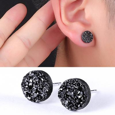1 Paar 8mm Ohrstecker rund Mini minimalistischen Modeschmuck schillernden Faux Kristall Männer
