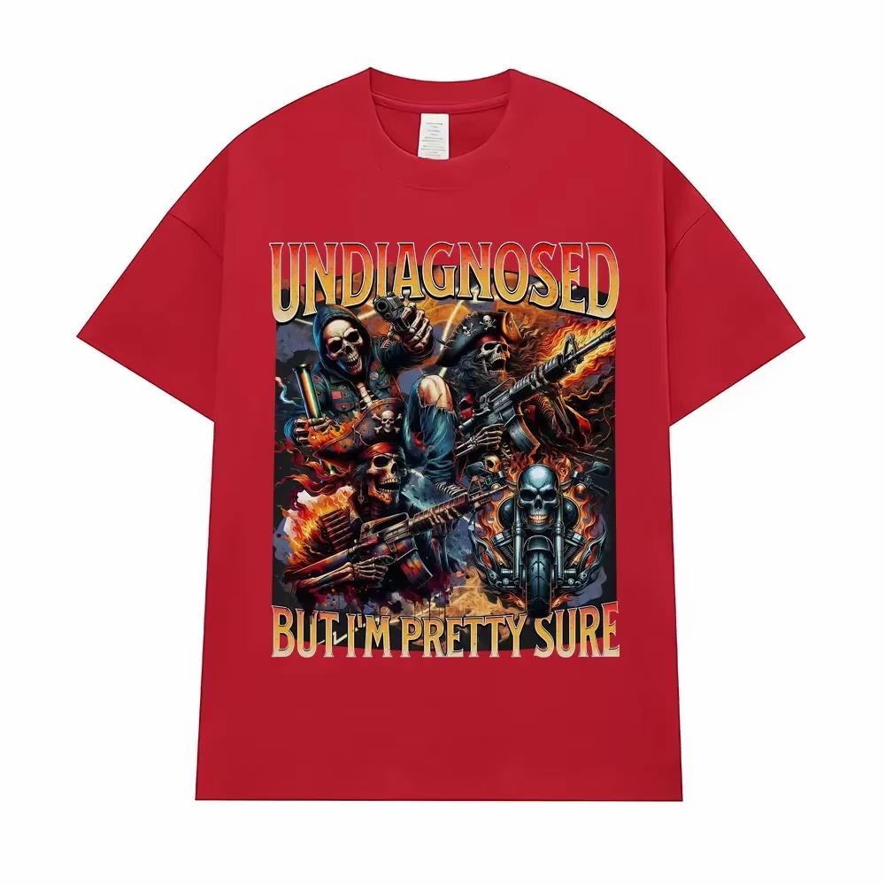 Undiagnosed But Im Pretty Sure Meme T Shirts Funny Autism Skeleton T Shirts Men Women Casual Cotton Oversized Tshirt Tops