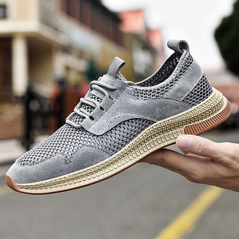 

Легкая мужская удобная повседневная обувь Новинка Кожаная модная мужская обувь Роскошный бренд для мужчин Обувь для вождения на все случаи жизни 38 серый