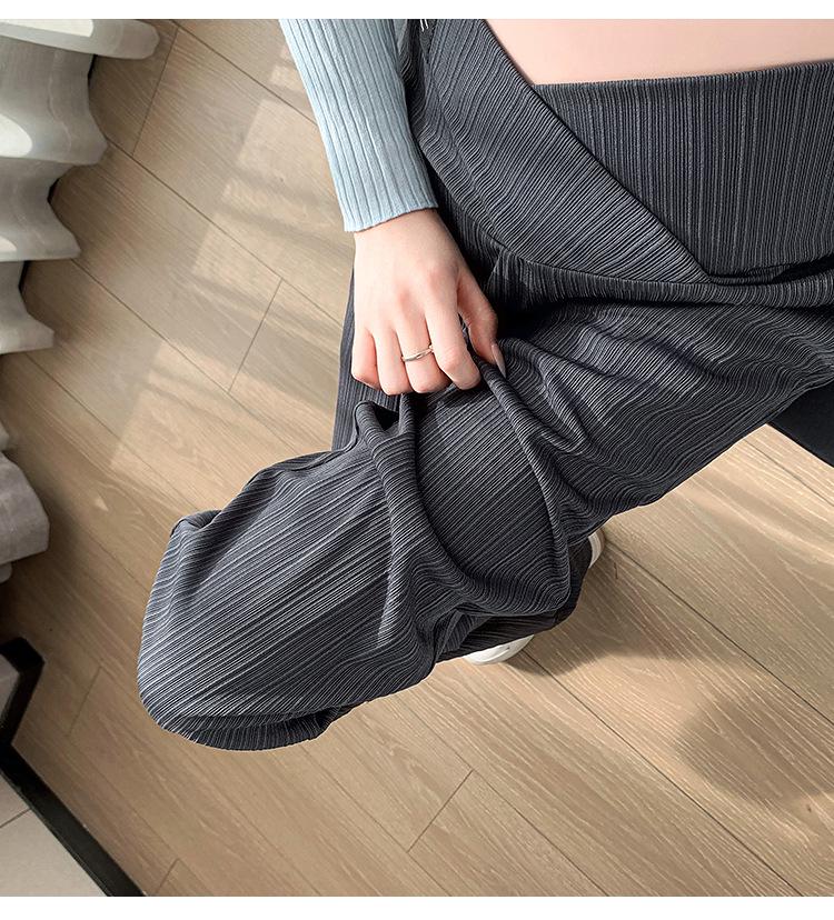 Ice Silk Maternity Wide-Leg Drawstring Pants - Spring/Summer Casual Wear