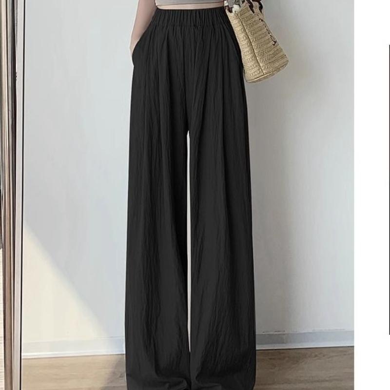 Apricot Color Ice Silk Wide-leg Pants for Women In Summer New Spring and Autumn High Waist Drooping Loose Casual Lazy Style Yamamoto Pants