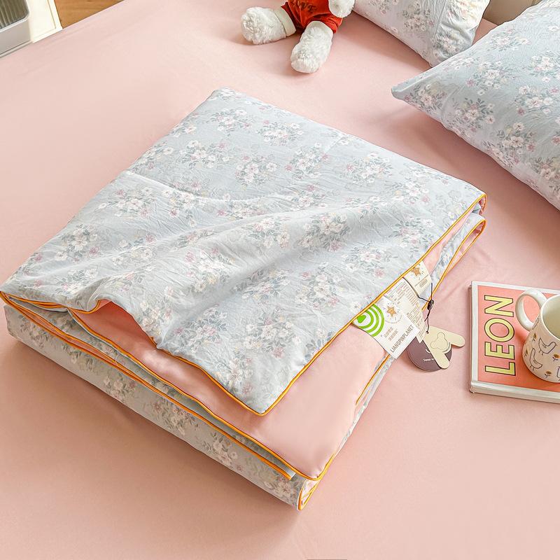 Class A Washed Cotton Soybean Fiber Gauze Quilt - Double Layer Summer Cool, Machine Washable