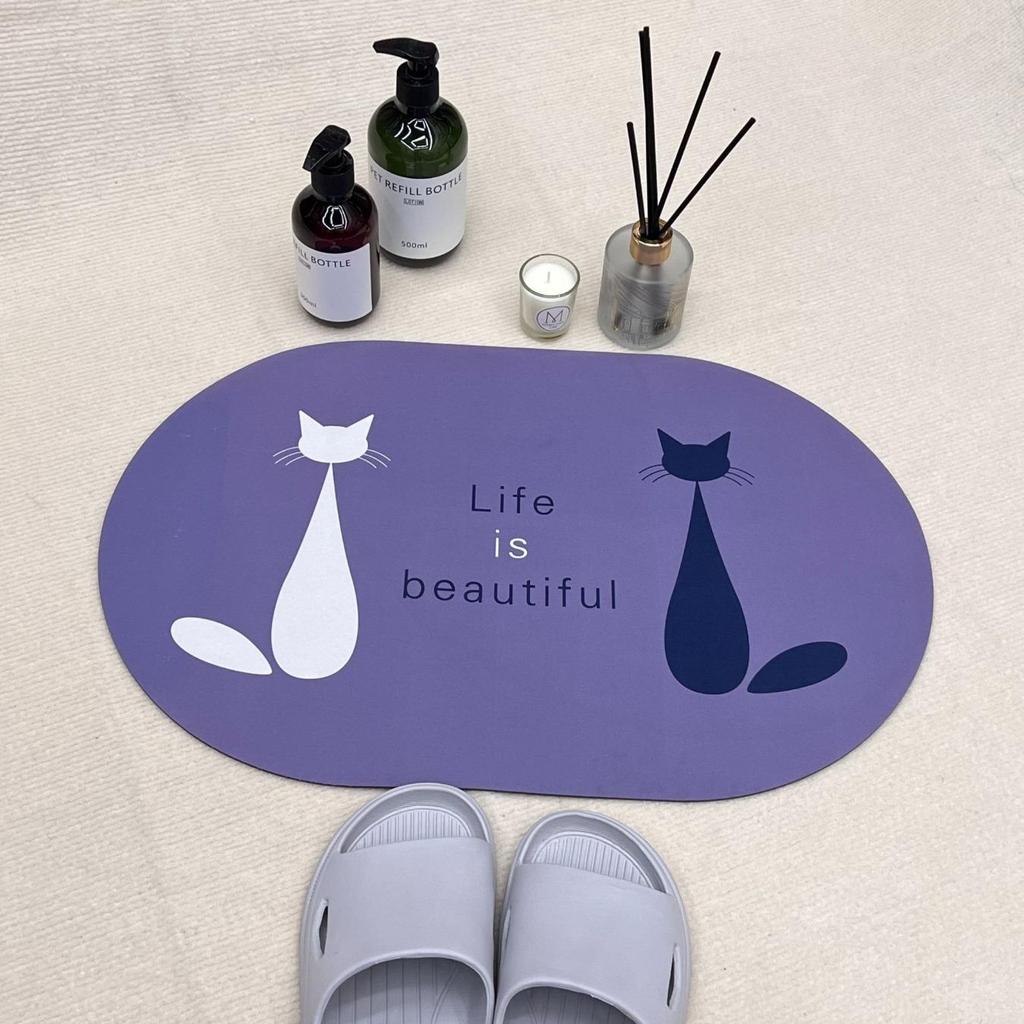 Diatom Printing Bathroom Thickening Mat Bath Non-slip Carpets In Wash Basin Bathtub Side Floor Rug Shower Room Doormat Memory Foam 3D Pad