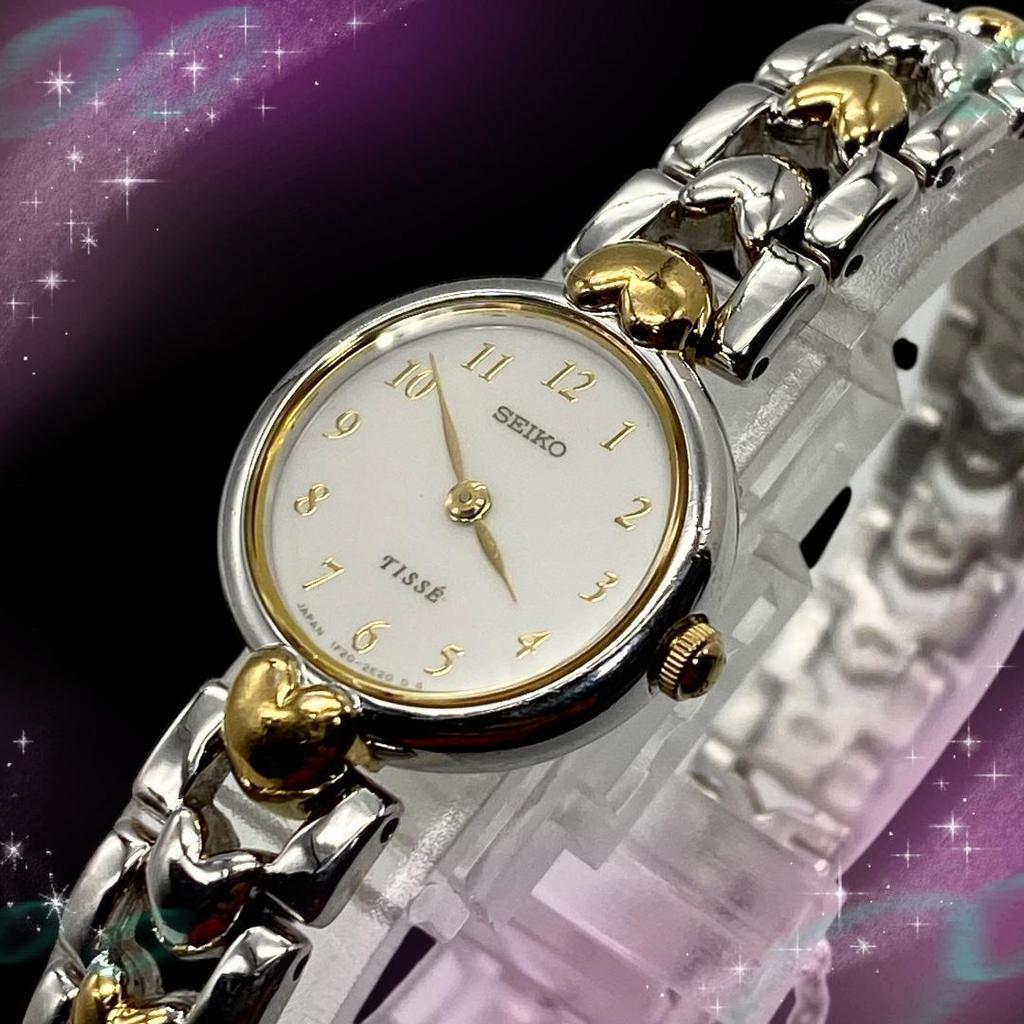 [USED] Seiko Tissé Women's Watch, Heart Pattern, Waterproof, Quartz Movement, Working Condition