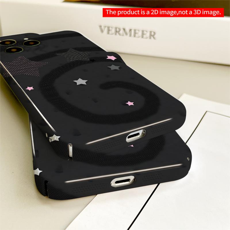 2DFlat Pink Starry Night Design All inclusive film hard iPhone case, compatible with iPhone 18 Pro Max 17 16 15 14 13 12 11