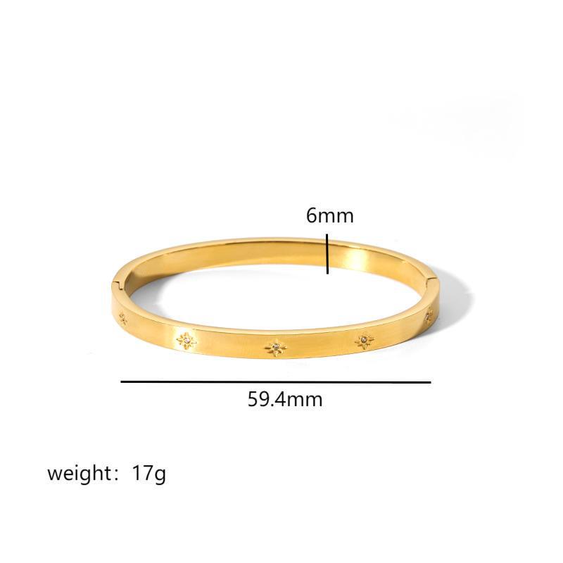 European Luxury Style Hexagram Bracelet: 18K Gold Stainless Steel with Zircon Inlay, Elegant Hand Jewelry for Women.