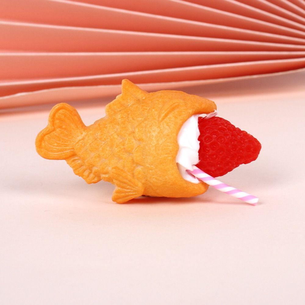 Simulation Small Fish Dried Cake Keychain Keyring Fruit Ice Cream Food Toy  Couple