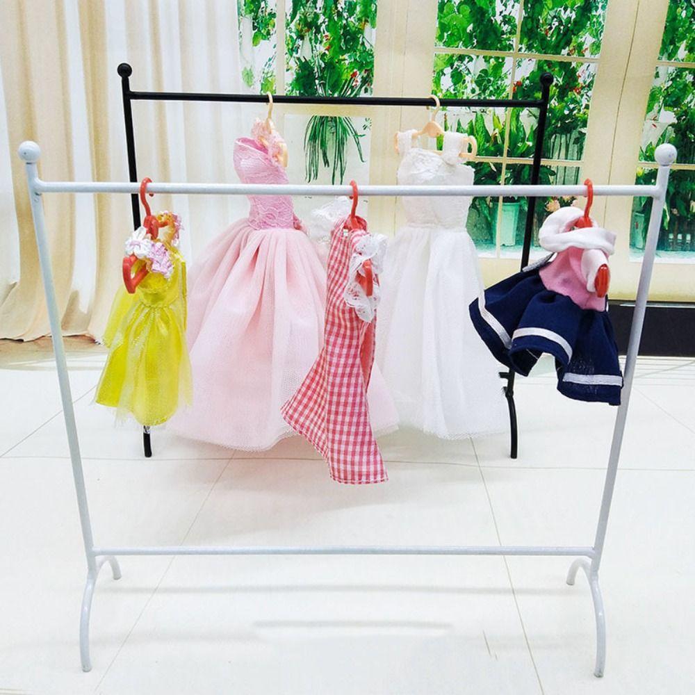 Iron Mini Cloth Organizer Black White Dollhouse Furniture Gift Doll Clothes Rack 1/6 1/12 Doll