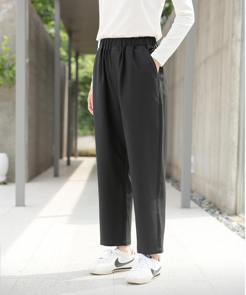 Ppaeppae Full Elastic Waist Relaxed Straight Slacks