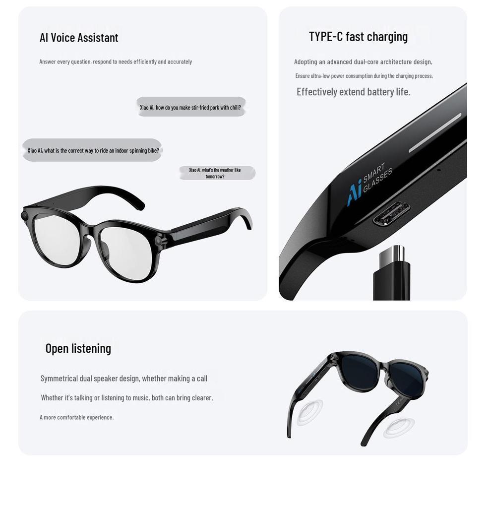 M89 Bluetooth Smart Glasses with 200W HD Camera, Image Recognition, Object Identification, and AI Translation.