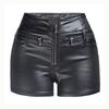 Dames Hoge Taille Skinny Shorts Slim Fit Streetwear PU Leer Shorts met Multi Ritszak Ontwerp