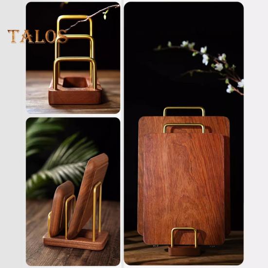 Kitchen Chopping Board Rack with Wood Base Multi Layer Design Stable Pot Lid Holder Baking Pan Storage Organizer