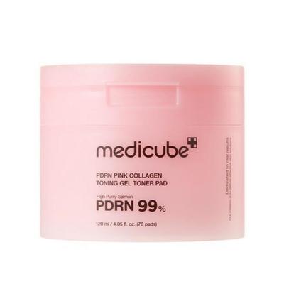 PDRN Pink Collagen Toning Gel Pads(70 Sheets) – Brightening & Hydrating Face Toner Pads with Niacinamide & Retinol