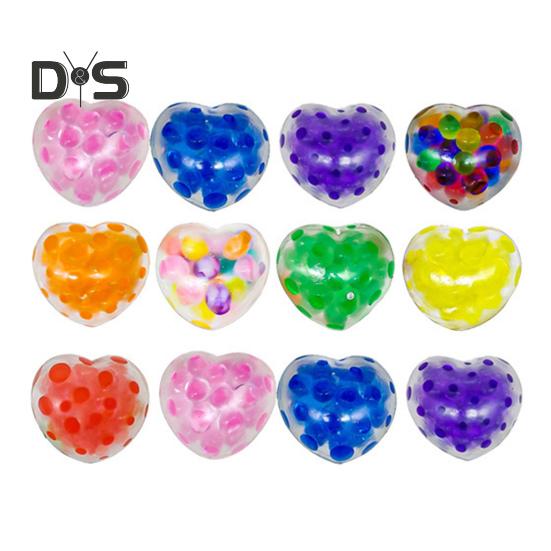 

12 шт., наполненный бусинами мяч для снятия стресса, мини-игрушка в форме сердца, для детей и взрослых, портативный, дорожный, мягкий, успокаивающий, цветной мяч, игрушка-фиджет Love Heart