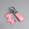 Instant Wealth Leather Keychain with Cartoon Pony Pendant for Couples – Trendy Bag and Car Accessory