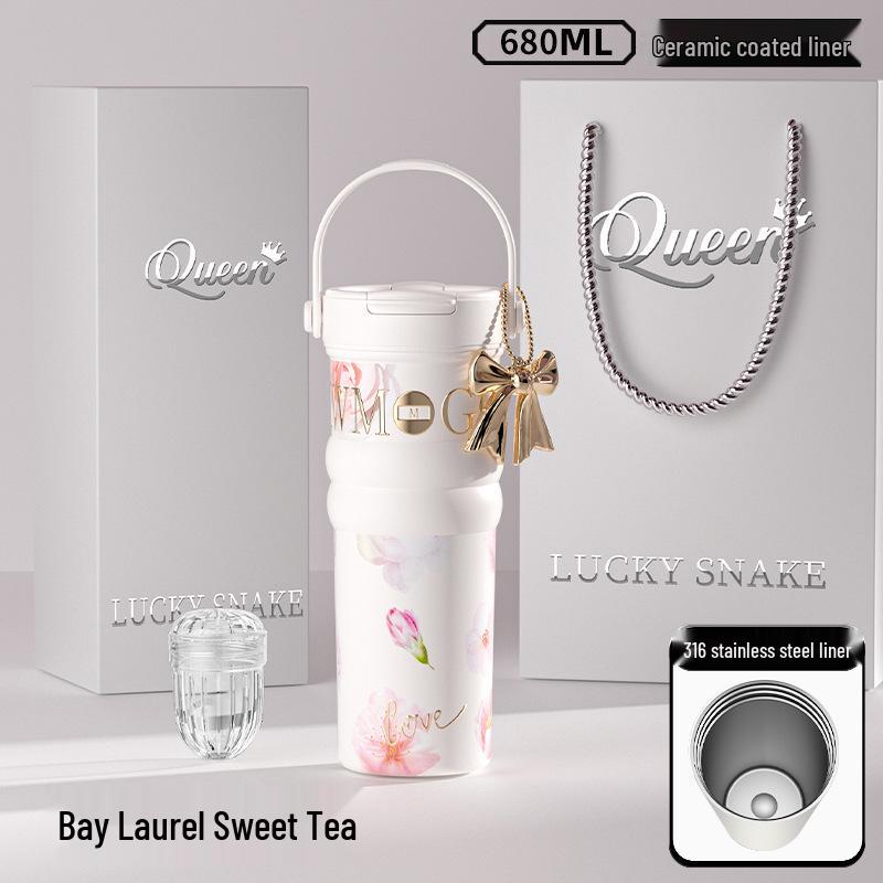 Large Floral Insulated Stainless Steel Travel Cup for Women - Perfect for Cars and Coffee