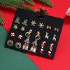 Christmas Tree Snowman Earrings Set for Women Cute Candy Cane Santa Elk Stud Earrings Friendship New Year Jewelry Gifts