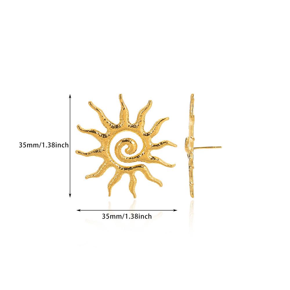 Unique Starfish Sun Stud Earrings: Trendy European-American Design for Daily Commute