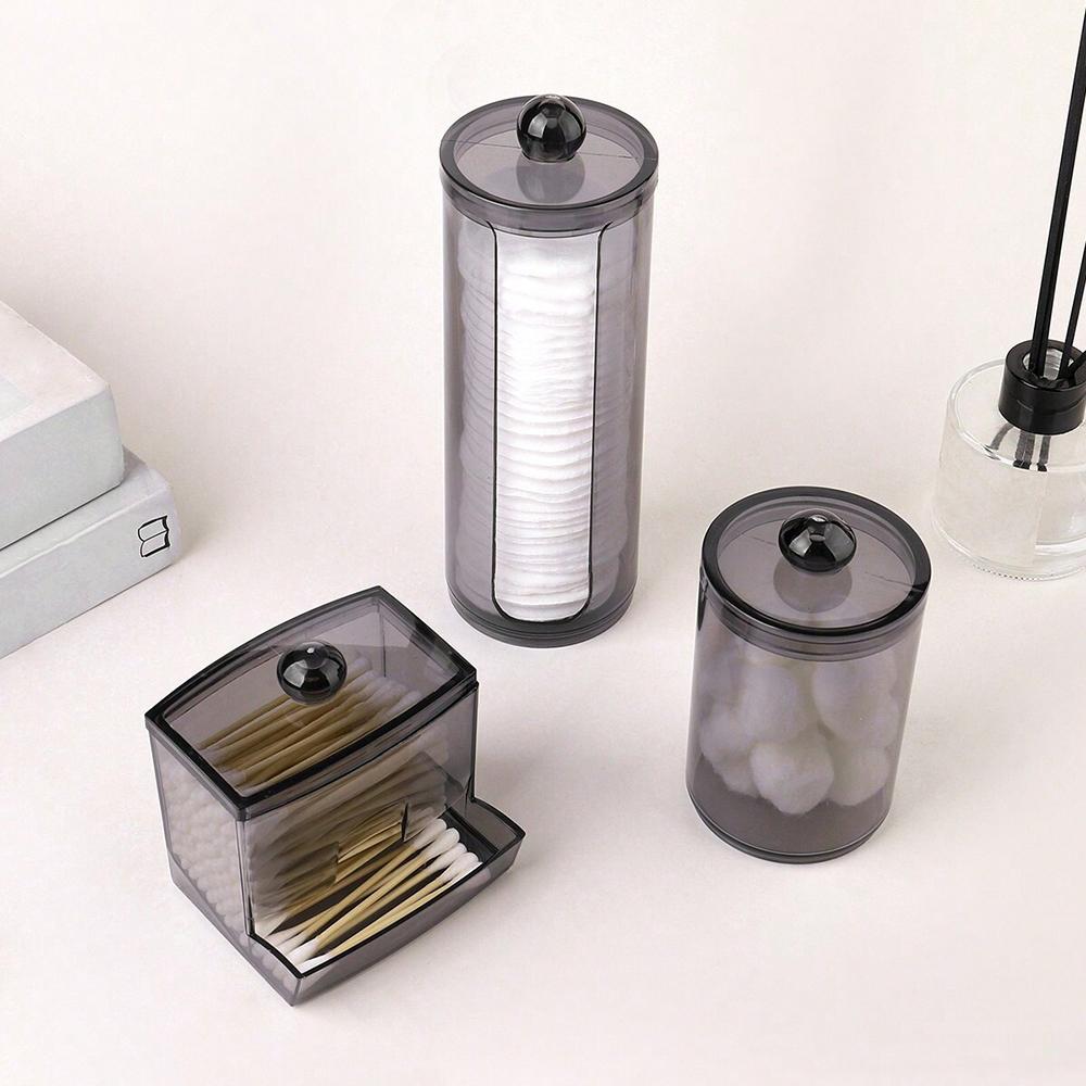 3 Stück Wattestäbchenhalter Badezimmerbehälter, Baumwollbausch-/Wattestäbchen-Spender, Apothekerglas mit Deckeln für Organizer und Aufbewahrungsbox
