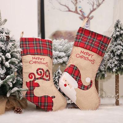 Christmas Stocking Santa Sacks Gift Christmas Decorations for Home Candy Bag Hanging Xmas Tree Ornament New Year 2023