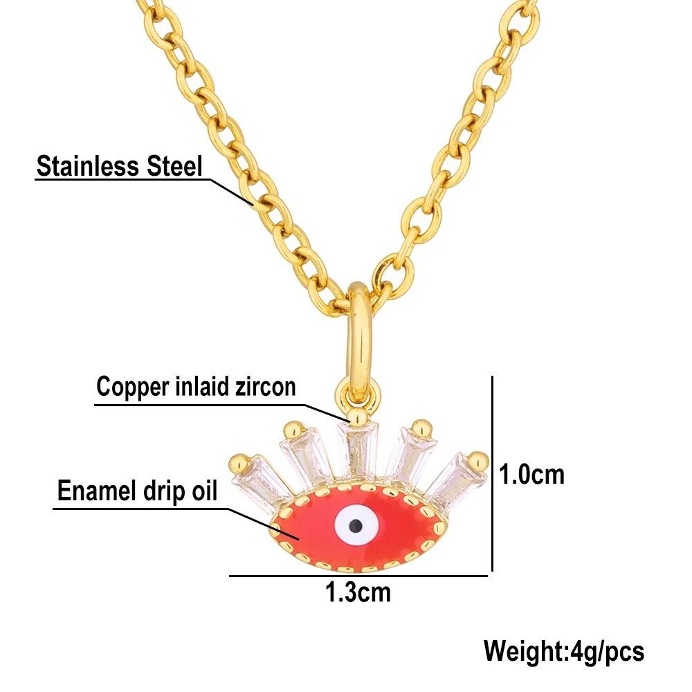 Turkish Lucky Evil Eye Necklace Women 5 Style CZ Eyes Female Charm Fashion Enamel Stainless Steel Chain Necklace Jewelry Gift