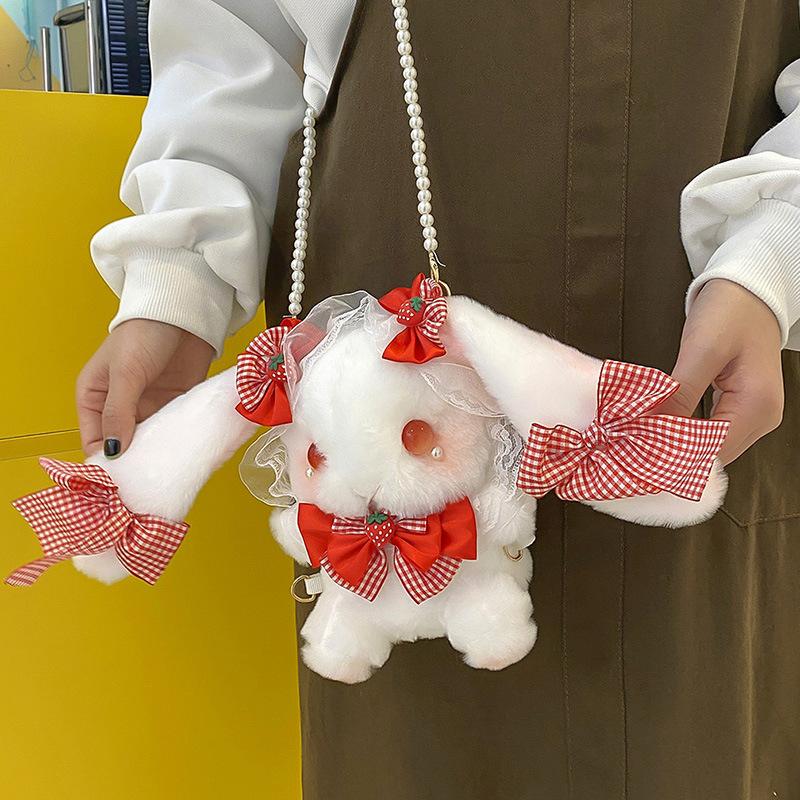 Cute Lolita Shoulder Plush Bag Lace Bow Doll Small Satchel Bag Princess